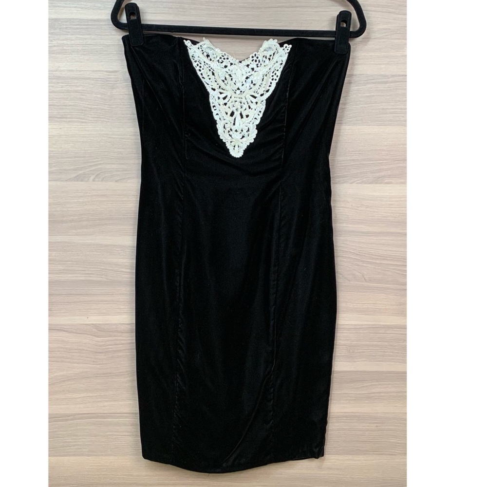 Gunne Sax Vintage Velvet Strapless Mini Dress